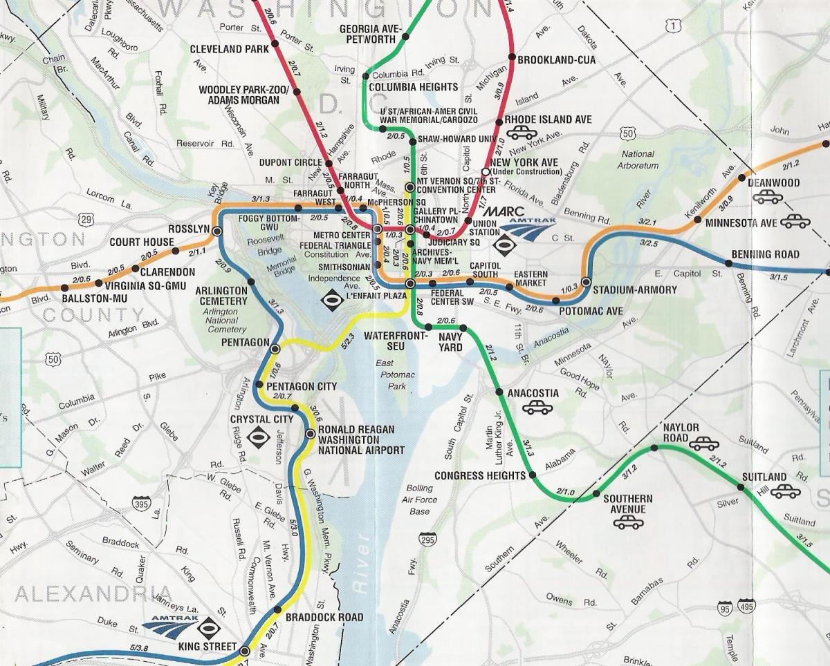 washington dc peta dengan metro berhenti