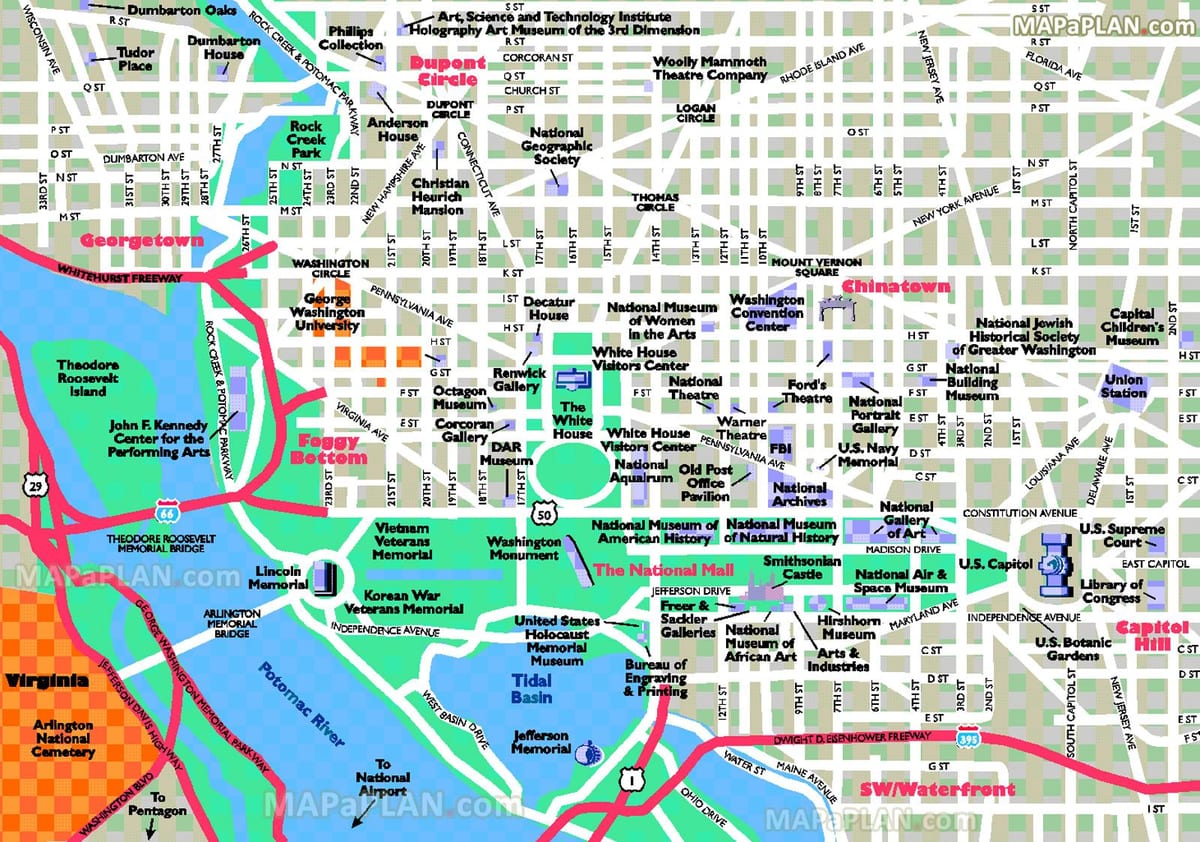 washington dc-tempat wisata peta