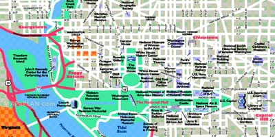 Washington dc-tempat wisata peta